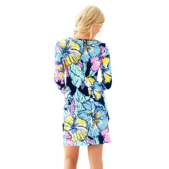 Lilly Pulitzer Marlowe Big Flirt Hibiscus XS Cotton 3/4 Sleeve Dress Resortwear - Picture 5 of 9